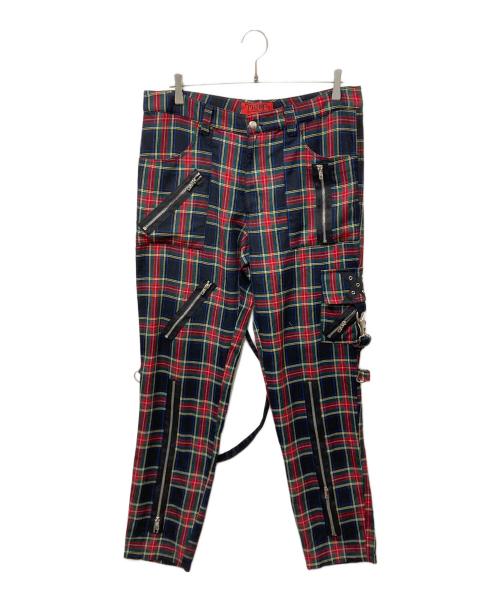 TRIPP NYC（トリップニューヨークシティー）TRIPP NYC (トリップニューヨークシティー) ボンテージチェックパンツ レッド×グリーン サイズ:SIZE 32の古着・服飾アイテム