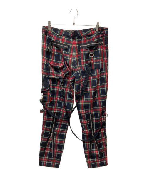 TRIPP NYC（トリップニューヨークシティー）TRIPP NYC (トリップニューヨークシティー) ボンテージチェックパンツ レッド×グリーン サイズ:SIZE 32の古着・服飾アイテム