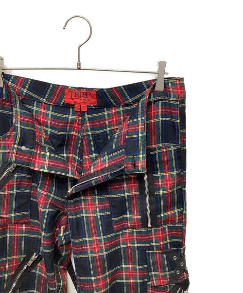 TRIPP NYC（トリップニューヨークシティー）TRIPP NYC (トリップニューヨークシティー) ボンテージチェックパンツ レッド×グリーン サイズ:SIZE 32の古着・服飾アイテム