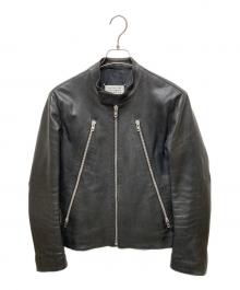 Maison Margiela 14（メゾンマルジェラ 14）の古着「八の字 ゴートレザー シングルライダースジャケット」｜ブラック