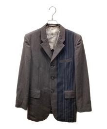 COMME des GARCONS HOMME PLUS（コムデギャルソンオムプリュス）の古着「ストライプ切替テーラードジャケット」｜ブラウン