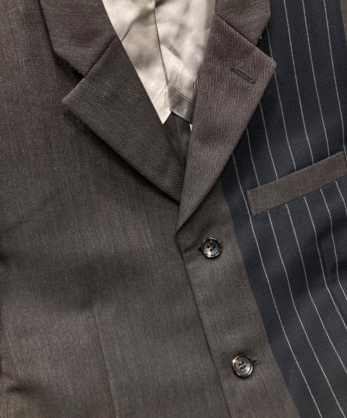 COMME des GARCONS HOMME PLUS（コムデギャルソンオムプリュス）COMME des GARCONS HOMME PLUS (コムデギャルソンオムプリュス) ストライプ切替テーラードジャケット ブラウン サイズ:SIZE Sの古着・服飾アイテム