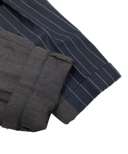 COMME des GARCONS HOMME PLUS（コムデギャルソンオムプリュス）COMME des GARCONS HOMME PLUS (コムデギャルソンオムプリュス) ストライプ切替スラックス ブラウン×ネイビー サイズ:SIZE Sの古着・服飾アイテム