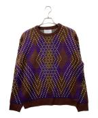 WHIMSYウィムジー）の古着「BIG ARGYLE SWEATER デザインニット」｜ブラウン×ネイビー