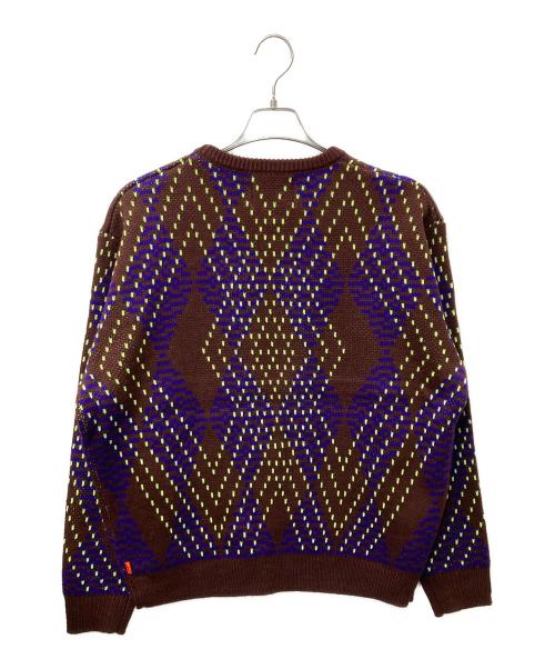 WHIMSY（ウィムジー）WHIMSY (ウィムジー) BIG ARGYLE SWEATER デザインニット ブラウン×ネイビー サイズ:L 未使用品の古着・服飾アイテム
