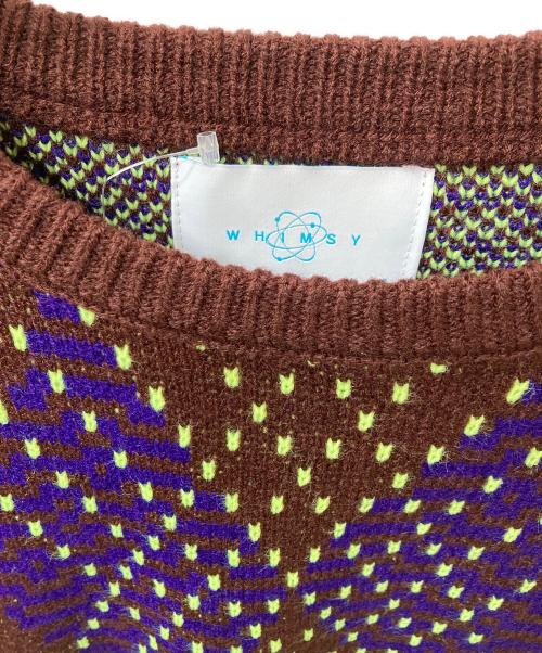 WHIMSY（ウィムジー）WHIMSY (ウィムジー) BIG ARGYLE SWEATER デザインニット ブラウン×ネイビー サイズ:L 未使用品の古着・服飾アイテム