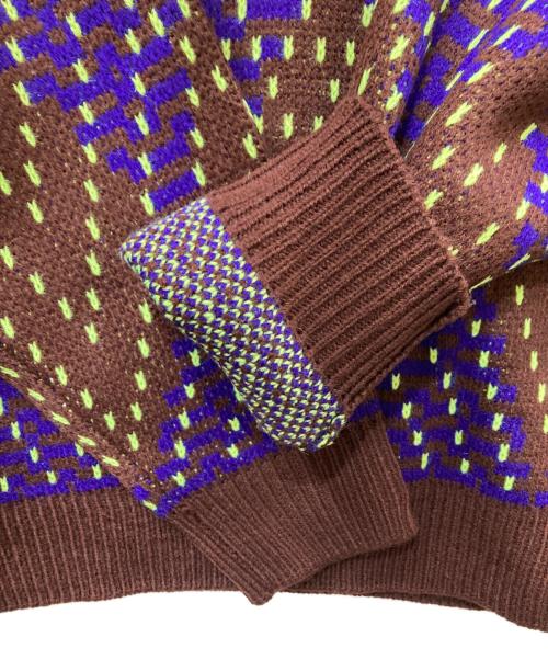 WHIMSY（ウィムジー）WHIMSY (ウィムジー) BIG ARGYLE SWEATER デザインニット ブラウン×ネイビー サイズ:L 未使用品の古着・服飾アイテム