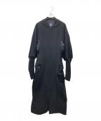 LIMI feuリミフゥ）の古着「WOOL MOSSER BALLOON SLEEVE COAT ウールモッサ バルーンスリーブコート」｜ブラック