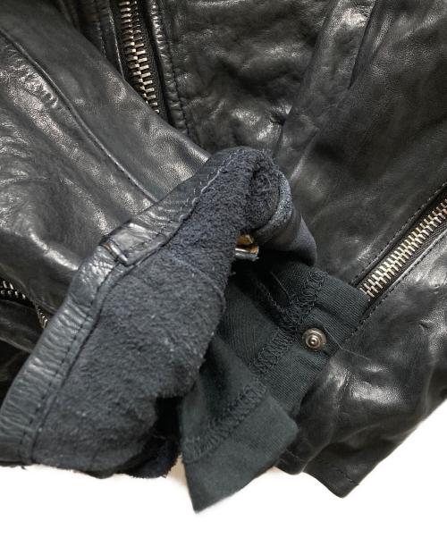 ISAMU KATAYAMA BACKLASH（イサムカタヤマ・バックラッシュ）ISAMU KATAYAMA BACKLASH (イサムカタヤマ・バックラッシュ) イタリアンショルダー製品染めダブルライダース ブラック サイズ:SIZE XXXLの古着・服飾アイテム