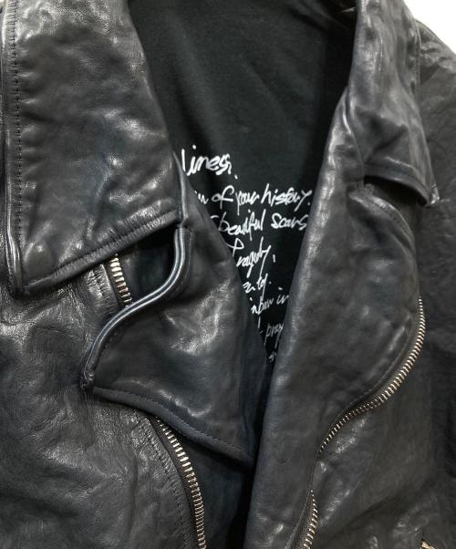 ISAMU KATAYAMA BACKLASH（イサムカタヤマ・バックラッシュ）ISAMU KATAYAMA BACKLASH (イサムカタヤマ・バックラッシュ) イタリアンショルダー製品染めダブルライダース ブラック サイズ:SIZE XXXLの古着・服飾アイテム