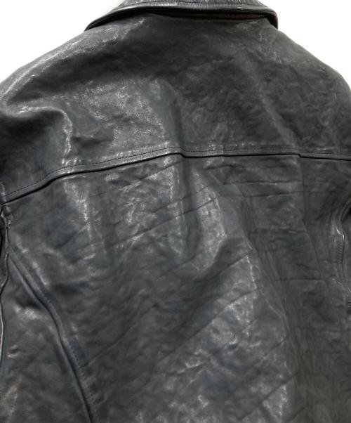 ISAMU KATAYAMA BACKLASH（イサムカタヤマ・バックラッシュ）ISAMU KATAYAMA BACKLASH (イサムカタヤマ・バックラッシュ) イタリアンショルダー製品染めダブルライダース ブラック サイズ:SIZE XXXLの古着・服飾アイテム