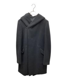 KAZUYUKI KUMAGAI ATTACHMENT（カズユキクマガイ アタッチメント）の古着「カシミヤ混ダブルフェイスビーバーフーデッドコート」｜ブラック