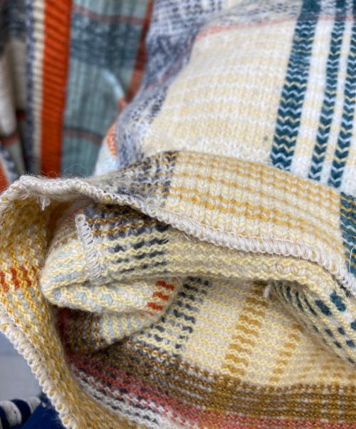 missoni（ミッソーニ）missoni (ミッソーニ) Ron Herman (ロンハーマン) 別注ニットカーディガン イエロー×オレンジ サイズ:Freeの古着・服飾アイテム