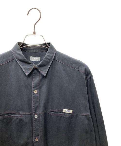 COMME des GARCONS HOMME（コムデギャルソン オム）COMME des GARCONS HOMME (コムデギャルソン オム) デカオム レッドステッチデザインシャツ ブラック サイズ:表記無しの古着・服飾アイテム