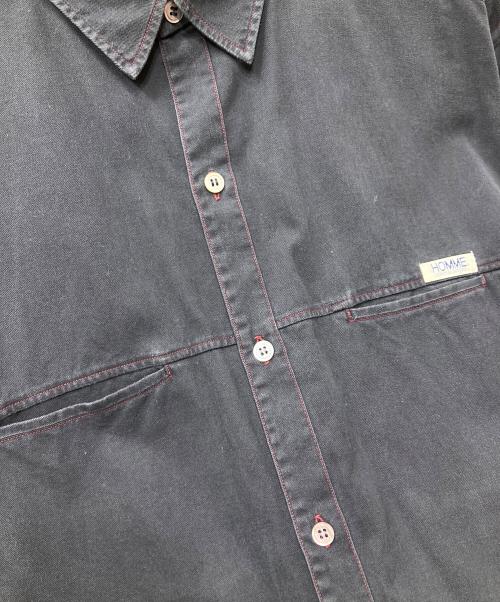 COMME des GARCONS HOMME（コムデギャルソン オム）COMME des GARCONS HOMME (コムデギャルソン オム) デカオム レッドステッチデザインシャツ ブラック サイズ:表記無しの古着・服飾アイテム