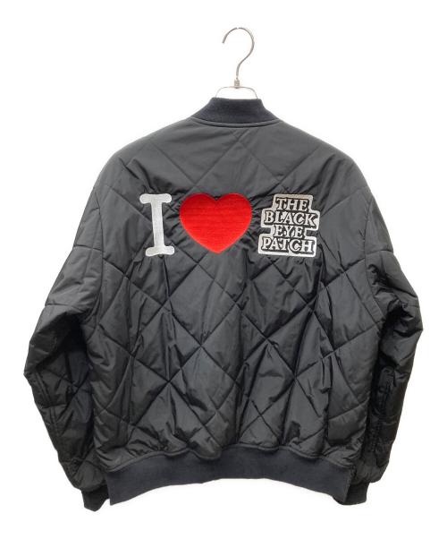 BlackEyePatch（ブラックアイパッチ）BlackEyePatch (ブラックアイパッチ) I LOVE BLACKEYEPATCH キルティングジャケット ブラック サイズ:SIZE Mの古着・服飾アイテム