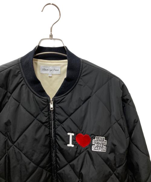 BlackEyePatch（ブラックアイパッチ）BlackEyePatch (ブラックアイパッチ) I LOVE BLACKEYEPATCH キルティングジャケット ブラック サイズ:SIZE Mの古着・服飾アイテム
