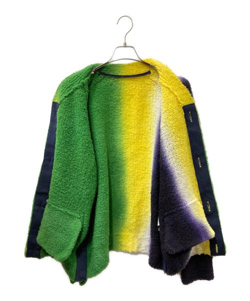 sacai（サカイ）sacai (サカイ) TIE DYE KNIT CARDIGAN タイダイ グラデーション ニット カーディガン グリーン×イエロー サイズ:3の古着・服飾アイテム