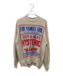 Hysteric Glamour（ヒステリックグラマー）の古着「DIZZY & MILKY編込 セーター」｜グレー×レッド