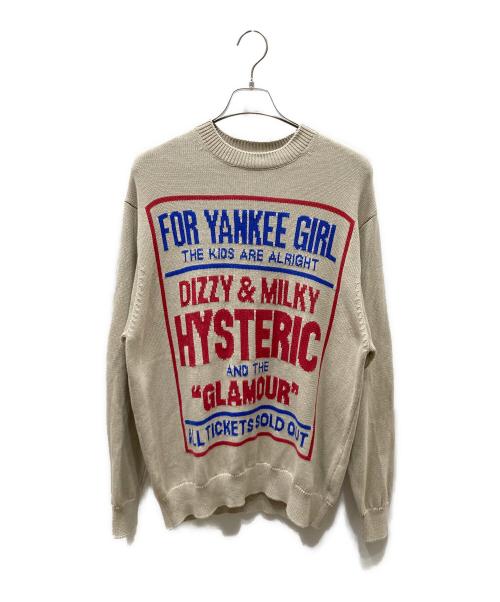 Hysteric Glamour（ヒステリックグラマー）Hysteric Glamour (ヒステリックグラマー) DIZZY & MILKY編込 セーター グレー×レッド サイズ:Lの古着・服飾アイテム
