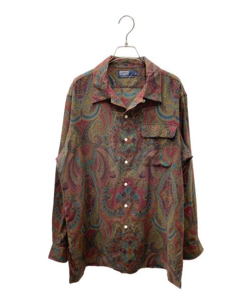 POLO RALPH LAUREN（ポロ・ラルフローレン）POLO RALPH LAUREN (ポロ・ラルフローレン) ウールナイロン ペイズリーシャツ グリーン×レッド サイズ:SIZE Lの古着・服飾アイテム