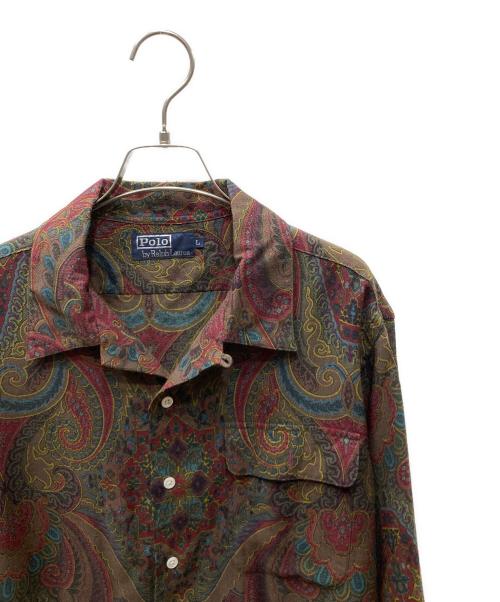 POLO RALPH LAUREN（ポロ・ラルフローレン）POLO RALPH LAUREN (ポロ・ラルフローレン) ウールナイロン ペイズリーシャツ グリーン×レッド サイズ:SIZE Lの古着・服飾アイテム