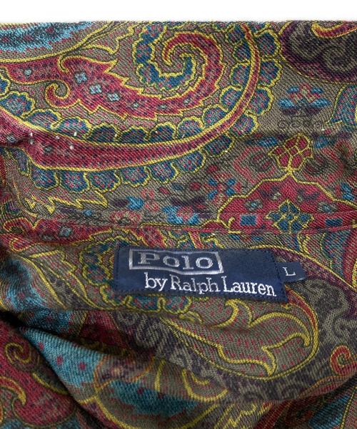 POLO RALPH LAUREN（ポロ・ラルフローレン）POLO RALPH LAUREN (ポロ・ラルフローレン) ウールナイロン ペイズリーシャツ グリーン×レッド サイズ:SIZE Lの古着・服飾アイテム