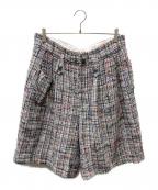 BED J.W. FORDベッドフォード）の古着「Short Cargo-Pants ツイードハーフパンツ」｜ホワイト×ブラック