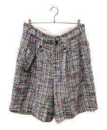 BED J.W. FORD（ベッドフォード）の古着「Short Cargo-Pants ツイードハーフパンツ」｜ホワイト×ブラック