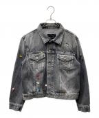 MARC JACOBSマークジェイコブス）の古着「CHARM SHRUNKEN TRUCKER ビジューデザイン デニムジャケット」｜ブラック