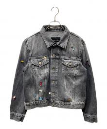 MARC JACOBS（マークジェイコブス）の古着「CHARM SHRUNKEN TRUCKER ビジューデザイン デニムジャケット」｜ブラック