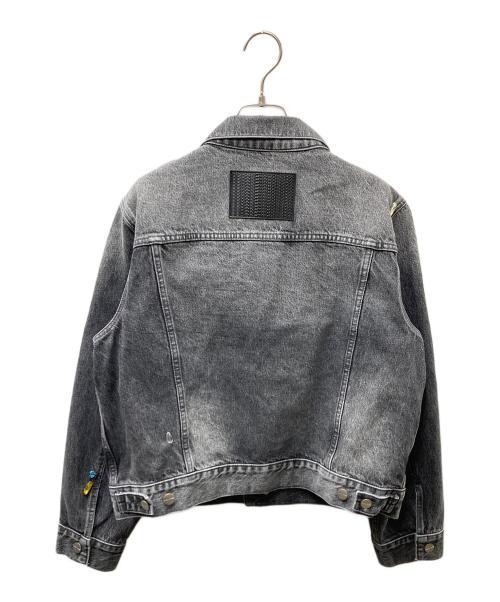 MARC JACOBS（マークジェイコブス）MARC JACOBS (マークジェイコブス) CHARM SHRUNKEN TRUCKER ビジューデザイン デニムジャケット ブラック サイズ:SIZE XLの古着・服飾アイテム
