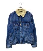 MINEDENIM×WIND AND SEAマインデニム×ウィンダンシー）の古着「バックロゴプリントボアデニムジャケット」｜ブルー