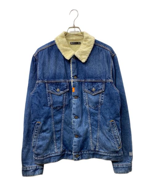 MINEDENIM（マインデニム）MINEDENIM (マインデニム) WIND AND SEA (ウィンダンシー) バックロゴプリントボアデニムジャケット ブルー サイズ:4の古着・服飾アイテム