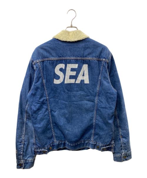 MINEDENIM（マインデニム）MINEDENIM (マインデニム) WIND AND SEA (ウィンダンシー) バックロゴプリントボアデニムジャケット ブルー サイズ:4の古着・服飾アイテム