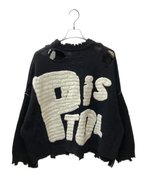SAINT MICHAEL（セントマイケル）SAINT MICHAEL (セントマイケル) Sex Pistols 24AW SP CREW KNT/I AM A ダメージ加工ニット ブラック サイズ:Mの古着・服飾アイテム