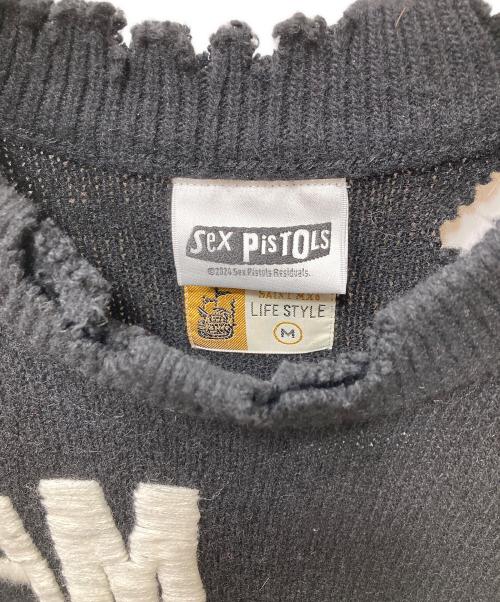 SAINT MICHAEL（セントマイケル）SAINT MICHAEL (セントマイケル) Sex Pistols 24AW SP CREW KNT/I AM A ダメージ加工ニット ブラック サイズ:Mの古着・服飾アイテム