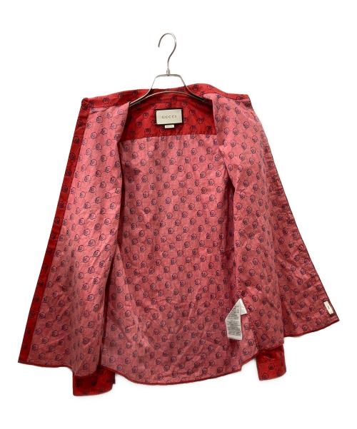 GUCCI（グッチ）GUCCI (グッチ) L/GOST DUKE SHIRT GG柄 ゴースト シャツ レッド サイズ:39の古着・服飾アイテム