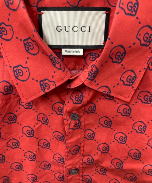 GUCCI（グッチ）GUCCI (グッチ) L/GOST DUKE SHIRT GG柄 ゴースト シャツ レッド サイズ:39の古着・服飾アイテム