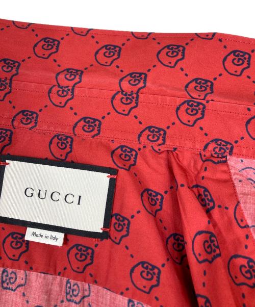 GUCCI（グッチ）GUCCI (グッチ) L/GOST DUKE SHIRT GG柄 ゴースト シャツ レッド サイズ:39の古着・服飾アイテム