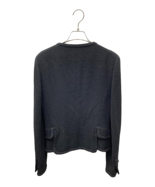 CHANEL（シャネル）CHANEL (シャネル) ウールシルク混ノーカラージャケット ブラック サイズ:SIZE 38の古着・服飾アイテム