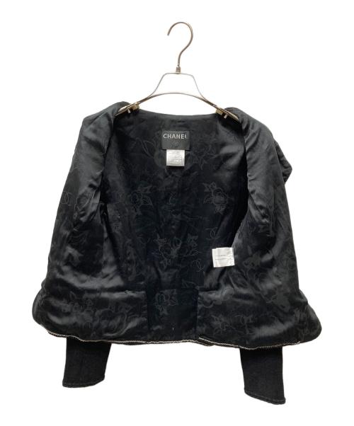 CHANEL（シャネル）CHANEL (シャネル) ウールシルク混ノーカラージャケット ブラック サイズ:SIZE 38の古着・服飾アイテム