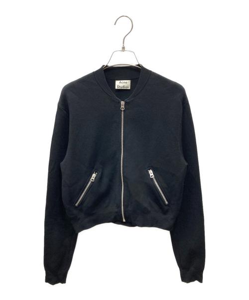 Acne studios（アクネ ストゥディオズ）ACNE STUDIOS (アクネ ストゥディオズ) Olympia Boiled ニットボンバージャケット ブラック サイズ:SIZE XSの古着・服飾アイテム