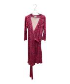 DIANE VON FURSTENBERGダイアンフォンファステンバーグ）の古着「シルクジャージーカシュクールアンピース」｜レッド×ネイビー