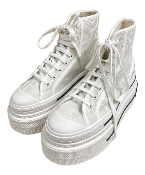FENDI（フェンディ）FENDI (フェンディ) MARC JACOBS (マークジェイコブス) Domino Canvas High-top ドミノキャンバスハイカットスニーカー ホワイト×ブラック サイズ:SIZE 37の古着・服飾アイテム