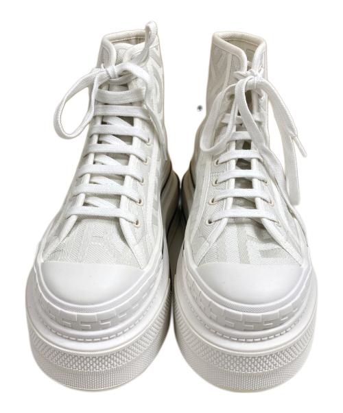 FENDI（フェンディ）FENDI (フェンディ) MARC JACOBS (マークジェイコブス) Domino Canvas High-top ドミノキャンバスハイカットスニーカー ホワイト×ブラック サイズ:SIZE 37の古着・服飾アイテム