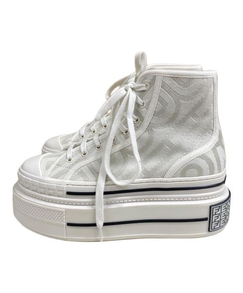 FENDI（フェンディ）FENDI (フェンディ) MARC JACOBS (マークジェイコブス) Domino Canvas High-top ドミノキャンバスハイカットスニーカー ホワイト×ブラック サイズ:SIZE 37の古着・服飾アイテム