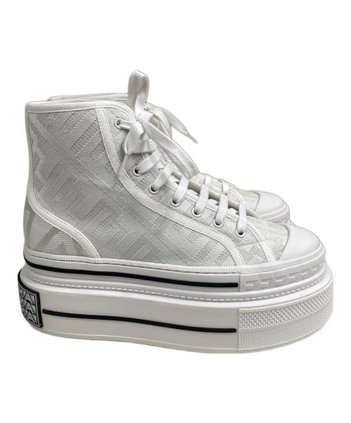 FENDI（フェンディ）FENDI (フェンディ) MARC JACOBS (マークジェイコブス) Domino Canvas High-top ドミノキャンバスハイカットスニーカー ホワイト×ブラック サイズ:SIZE 37の古着・服飾アイテム