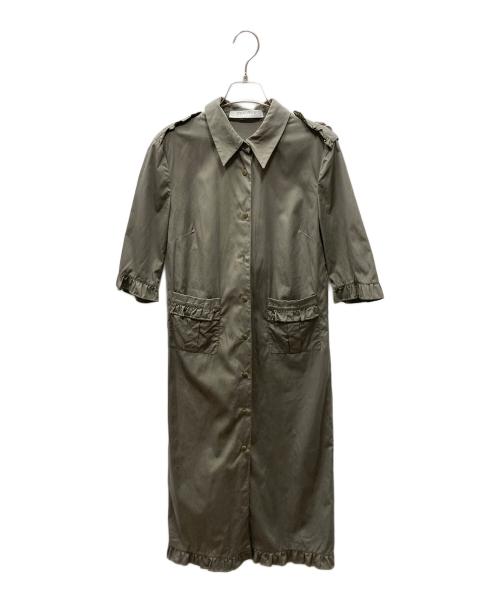 MIU MIU（ミュウミュウ）MIU MIU (ミュウミュウ) USED フリルシャツワンピース オリーブ サイズ:SIZE 40の古着・服飾アイテム