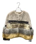 Ameriアメリ）の古着「MIXTURE FUR BLOUSON ミクスチャーファーブルゾン」｜ベージュ×ブラック